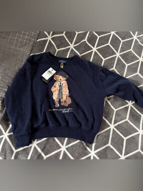 Polo by Ralph Lauren Navy Bear Graphic Crewneck Sweatshirt - Kids